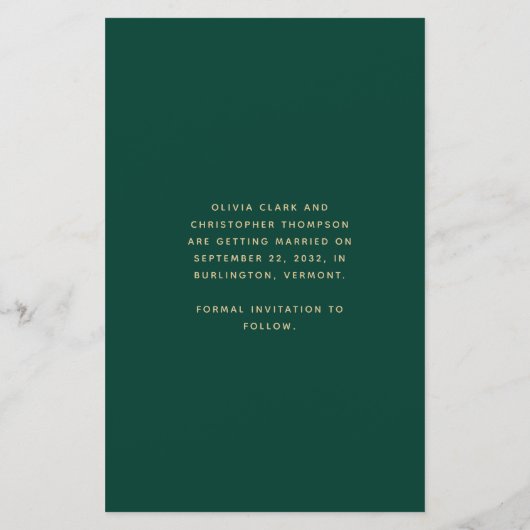 Papier Budget Photo Emerald Green Gold Enregistrer la dat (Dos)