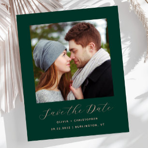 Papier Budget Photo Émeraude Vert Rose Save the Date