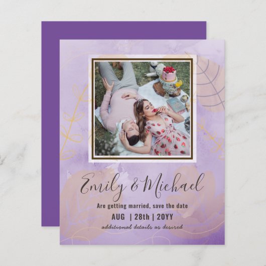 Papier Budget Photo Enregistrer la date Mariage Abstrait (Devant / Derrière)