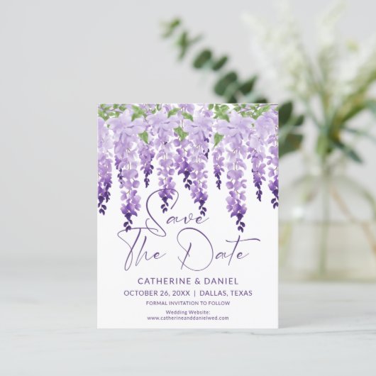 Papier Budget Photo Enregistrer La Date Mariage Wisteria (Debout devant)