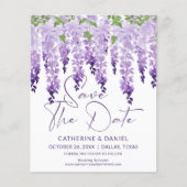 Papier Budget Photo Enregistrer La Date Mariage Wisteria (Devant)