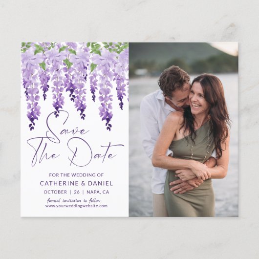 Papier Budget Photo Enregistrer La Date Mariage Wisteria (Devant)