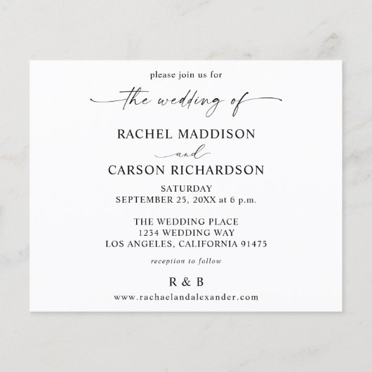 Papier Budget photo et calligraphie 3B Mariage horizontal (Dos)