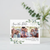 Papier Budget Photo Eucalyptus Mariage Enregistrer la dat (Debout devant)