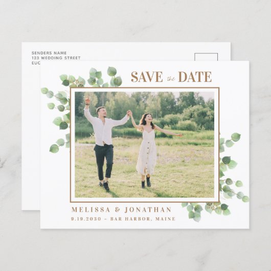 Papier Budget Photo Eucalyptus Verdure Enregistrer La Dat (Devant / Derrière)