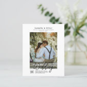Papier Budget Photo Faire-part de mariage classique blanc (Debout devant)