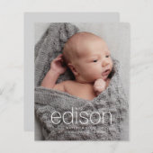 Papier Budget Photo Faire-part de naissance bébé (Devant / Derrière)