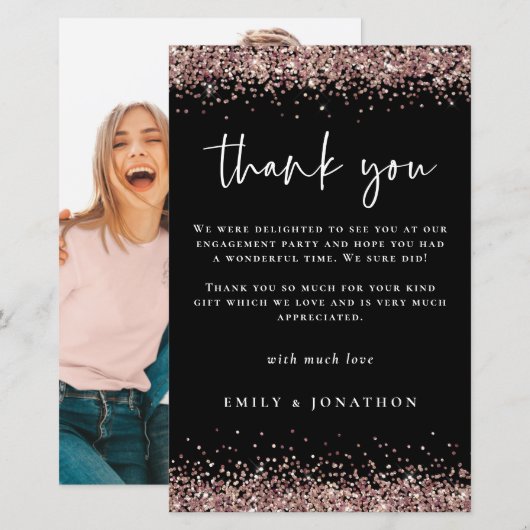 Papier Budget Photo Fiançailles Rose Gold Parties scintil (Devant / Derrière)