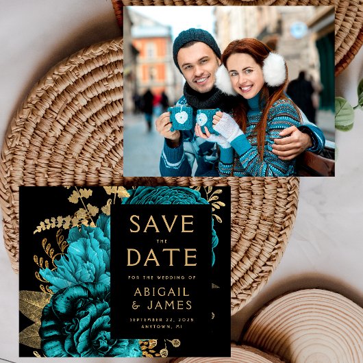 Papier Budget Photo Floral Mariage Turquoise Enregistrer 