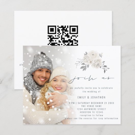 Papier Budget Photo Florales Blanches Rejoignez-nous Mari (Devant / Derrière)