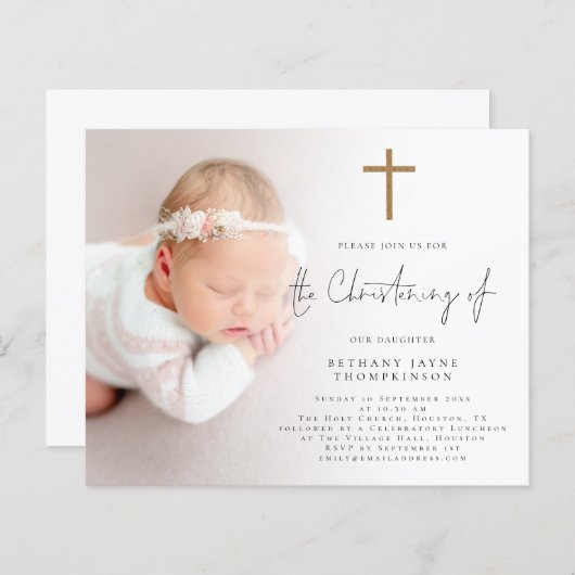 Papier Budget Photo Gold Parties scintillant Croix Christ (Devant / Derrière)