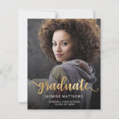 Papier Budget Photo Gold Script Grad Faire-part (Devant)