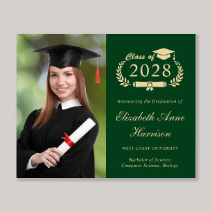 Papier Budget Photo Green College Graduation Faire-part