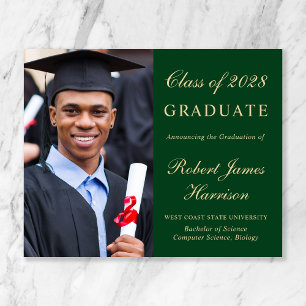 Papier Budget Photo Green Gold Graduation Faire-part