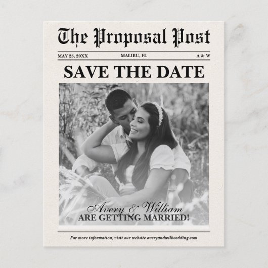 Papier Budget Photo Journal Mariage Enregistrer La Date (Devant)