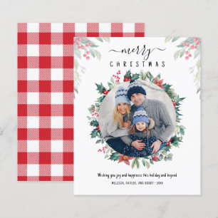 Papier Budget Photo Joyeux Noël Plaid Mistletoe Card
