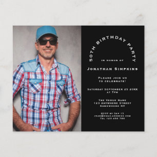 Papier Budget Photo Man 50e anniversaire fête Invitation 