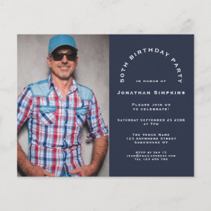 Papier Budget Photo Man 50e anniversaire Invitation de la