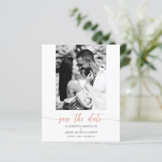 Papier Budget Photo Mariage Coral Enregistrer La Date (Debout devant)