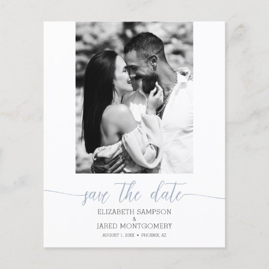 Papier Budget Photo Mariage Dusty Blue Enregistrer La Dat (Devant)