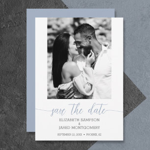Papier Budget Photo Mariage Dusty Blue Enregistrer La Dat