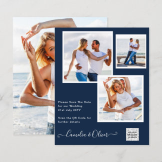 Papier BUDGET PHOTO Mariage Inviter QR CODE RSVP Bleu