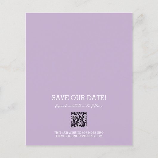 Papier Budget Photo Mariage Lavender Enregistrer La Date (Dos)