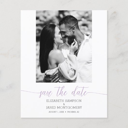 Papier Budget Photo Mariage Lavender Enregistrer La Date (Devant)