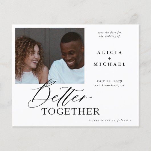 Papier Budget photo mariage moderne enregistrer la date (Devant)