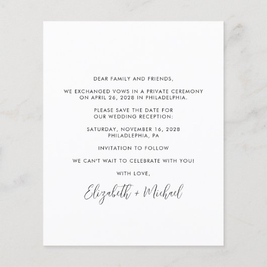 Papier Budget Photo Mariage Réception Enregistrer La Date (Dos)