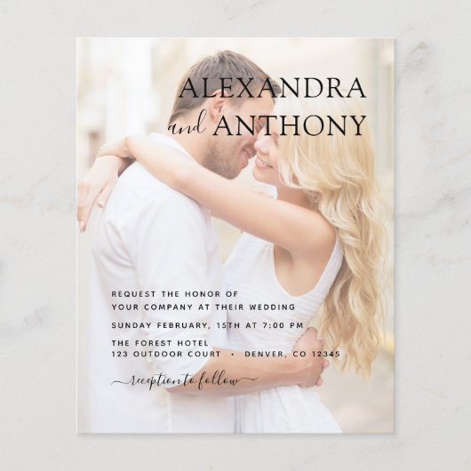 Papier Budget Photo Mariage Romantique Élégant (Devant)