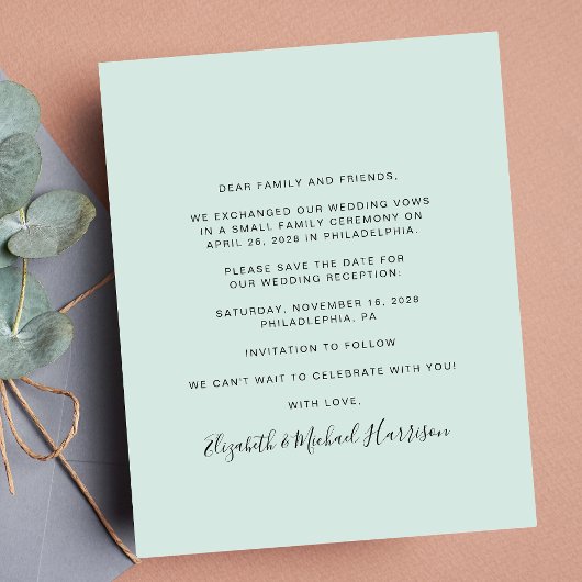 Papier Budget Photo Mint Mariage Réception Enregistrer La