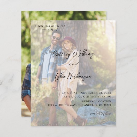 Papier Budget Photo moderne 12 Mariage vertical (Devant / Derrière)