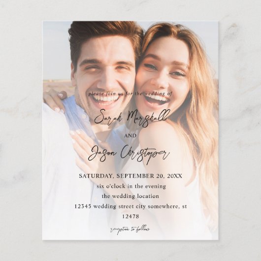 Papier Budget Photo moderne 7 Mariage vertical V2-C (Devant)