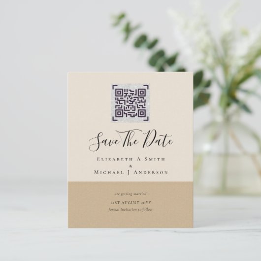 Papier BUDGET PHOTO Moderne ENREGISTRER LA DATE QR CODE R (Debout devant)