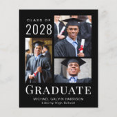 Papier Budget photo moderne Faire-part de graduation noir (Devant)