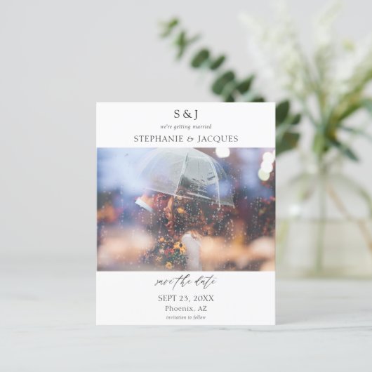 Papier Budget Photo Moderne Monogramme Enregistrer la dat (Debout devant)