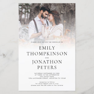 Papier Budget Photo moderne QR Code Faire-part de mariage