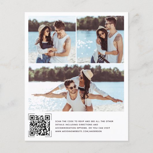 Papier Budget Photo moderne QR Code Faire-part de mariage (Dos)