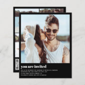 Papier Budget Photo moderne QR Code Faire-part de mariage (Devant / Derrière)