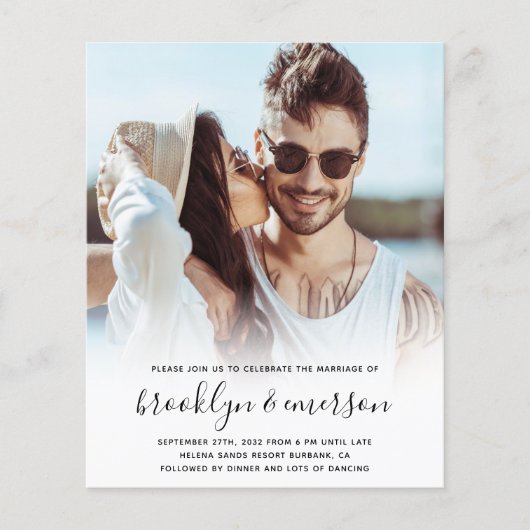 Papier Budget Photo moderne QR Code Faire-part de mariage (Devant)