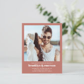 Papier Budget Photo moderne QR Code Faire-part de mariage (Debout devant)