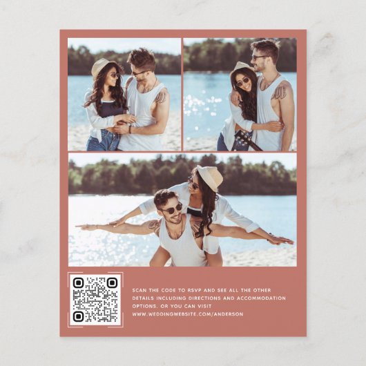 Papier Budget Photo moderne QR Code Faire-part de mariage (Dos)