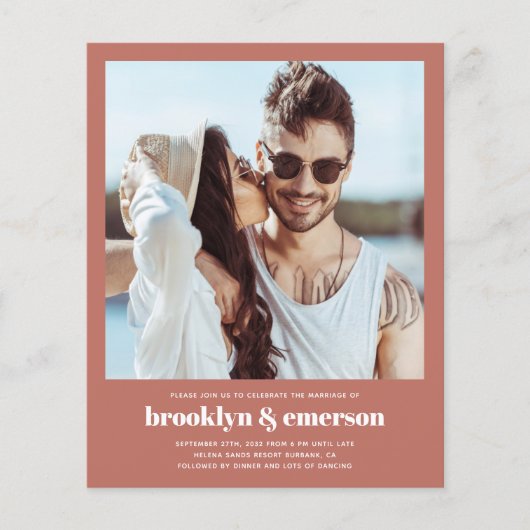 Papier Budget Photo moderne QR Code Faire-part de mariage (Devant)