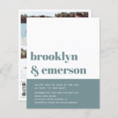 Papier Budget Photo moderne QR Code Faire-part de mariage (Devant / Derrière)