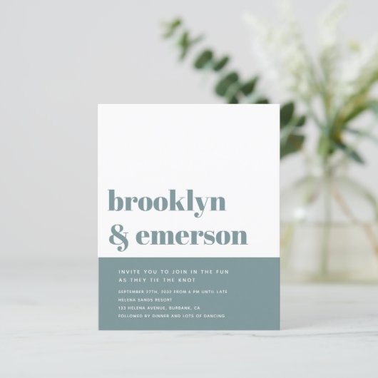 Papier Budget Photo moderne QR Code Faire-part de mariage (Debout devant)