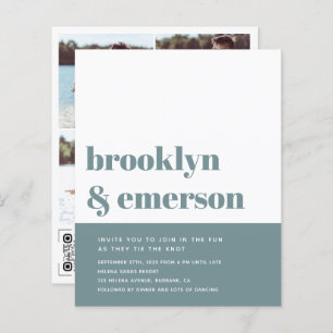 Papier Budget Photo moderne QR Code Faire-part de mariage