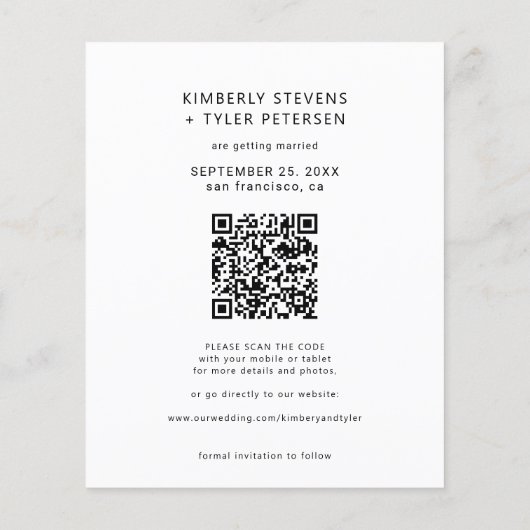Papier Budget photo moderne QR CODE mariage enregistrer l (Dos)