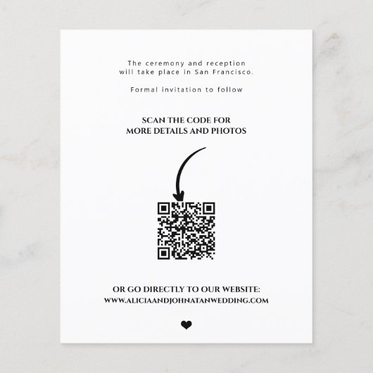 Papier Budget photo moderne QR code mariage enregistrer l (Dos)