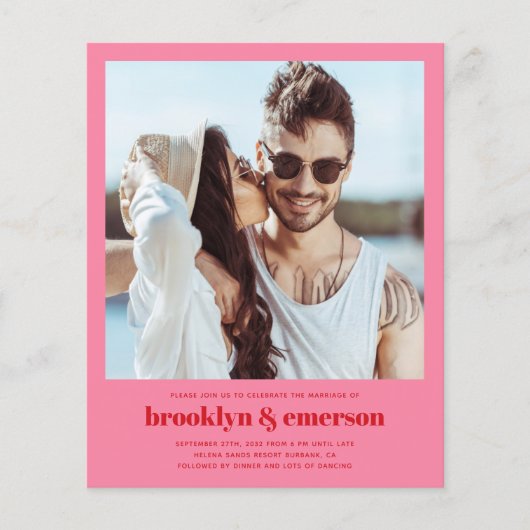 Papier Budget Photo moderne QR Code Retro Mariage (Devant)